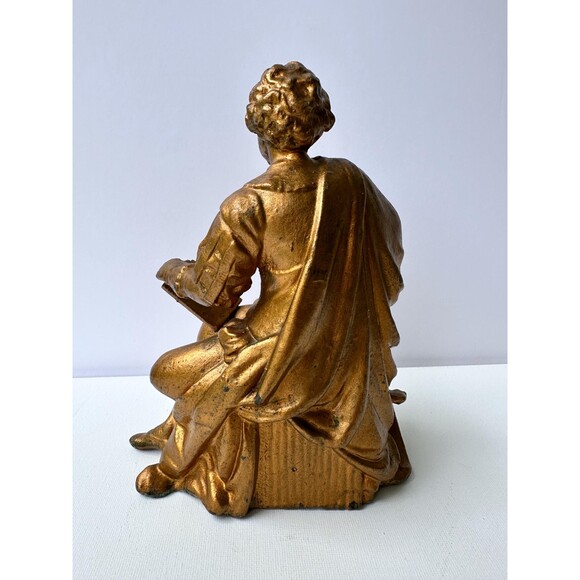 Vintage William Shakespeare Statue: Spelter, Gilt Bronze Finish, Literary Decor - Picture 2 of 5
